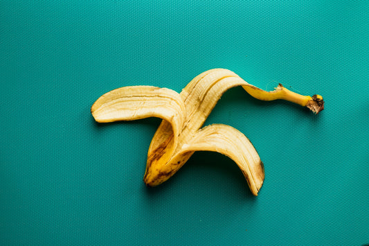 banana peel in green backdrop