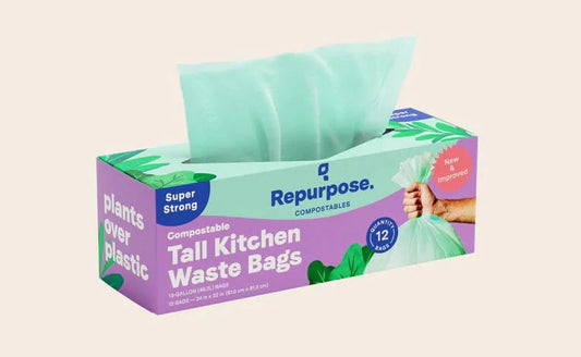 Green repurpose tall kitchen waste bags