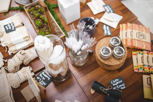 table filled with eco-friendly products