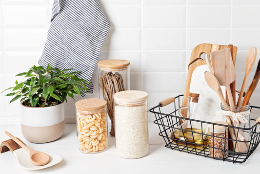 Zero-waste products on a kitchen counter