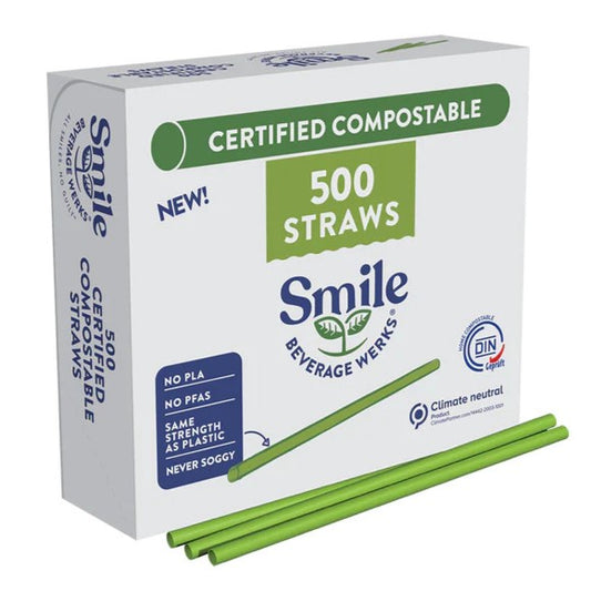 Smile Beverage Werks Green Compostable Straws