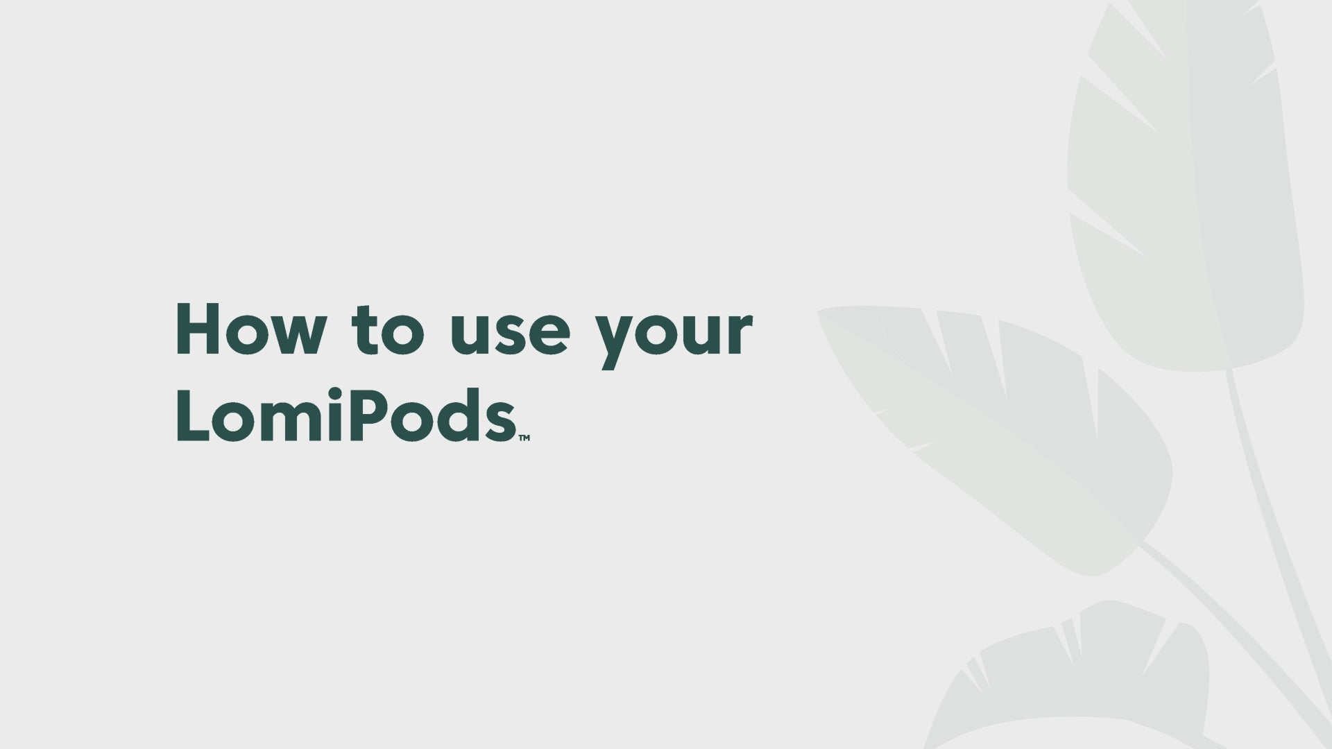 Get Started with your Lomi 1